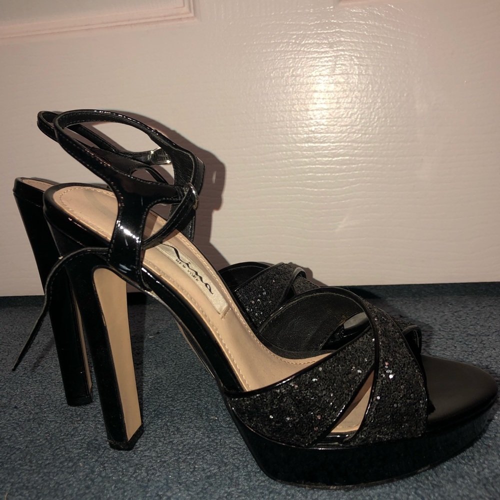 Nina Black Ankle Heels